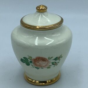 Small Rose Covered Jar with Gold Trim